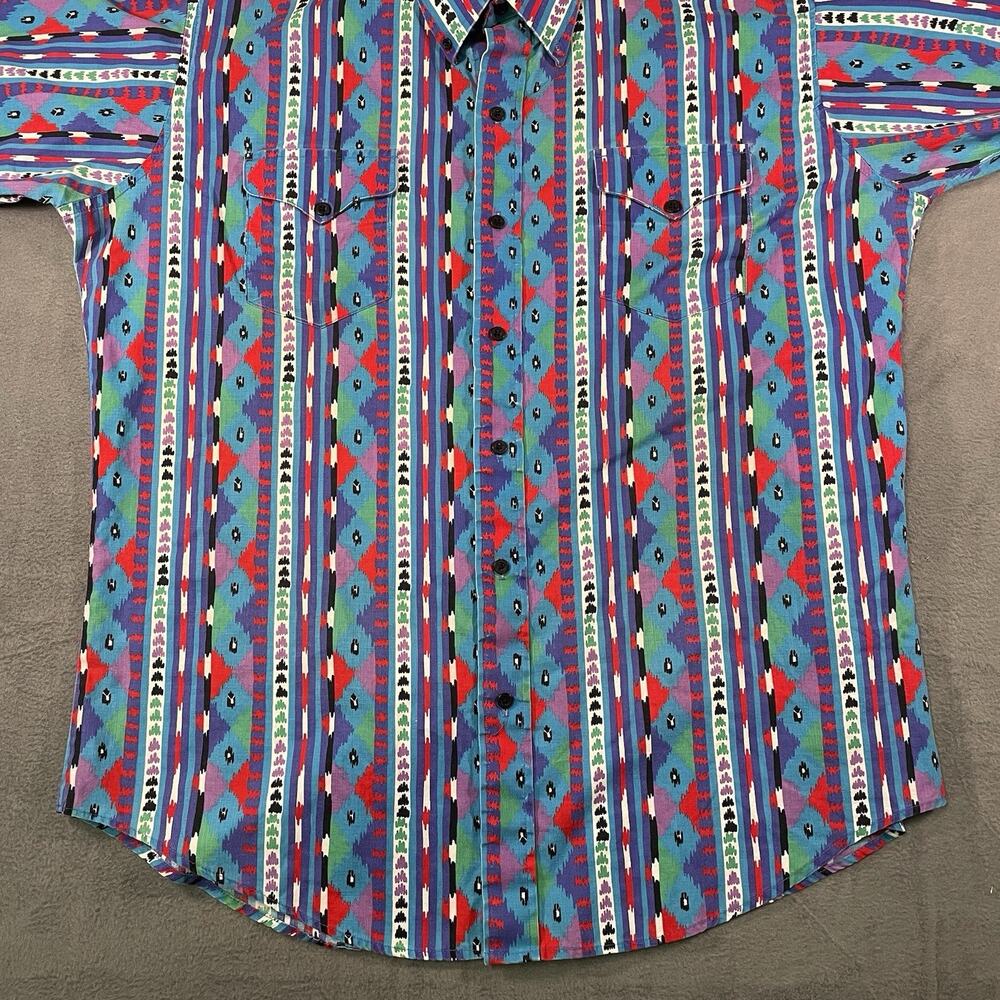 Ruddock Bros Shirt Multicolor Men L Western Aztec Button Up Vintage USA - Picture 2 of 10